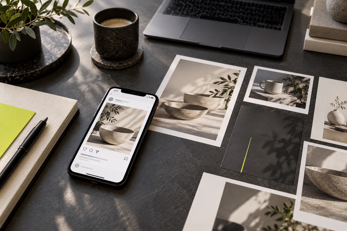 Illustrative social advertising creative workspace